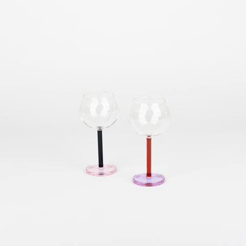 Twilight set of two Sophie Lou Jacobsen Bilboquet Wine glasses