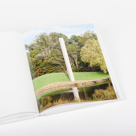 Inside view of the Ellsworth Kelly book showing a photograph of a minimalist sculpture at The Glenstone Museum