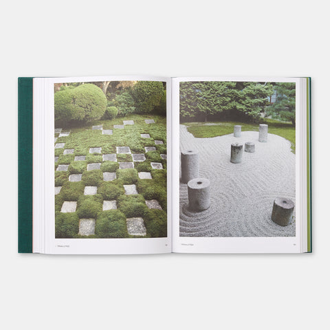 view inside Phaidon design book The Japanese Garden showing a photographs of a zen gardens