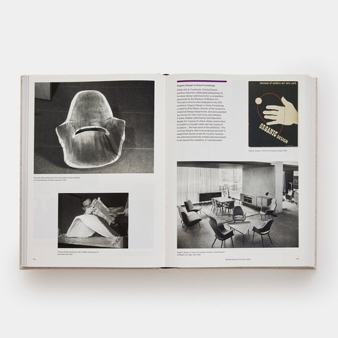 A Way of Living by Herman Miller open to pages with black and white pictures of furniture and sculptures