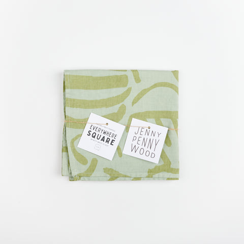 Jenny Pennywood Everywhere Square with a mint and sage green abstract line pattern