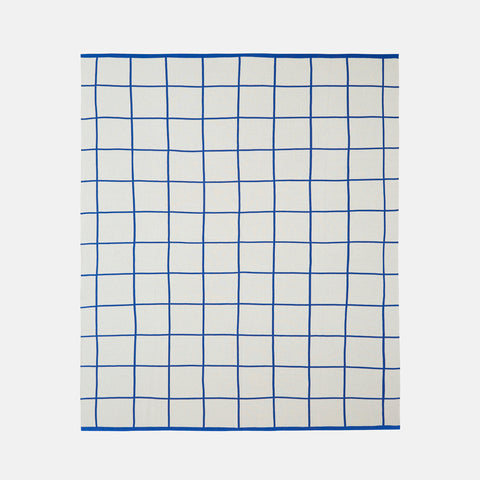 Sophie Home grid cotton knit throw blanket in cobalt