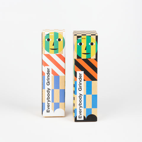 Areaware Everybody Salt or Pepper Grinders with colorful geometric patterns