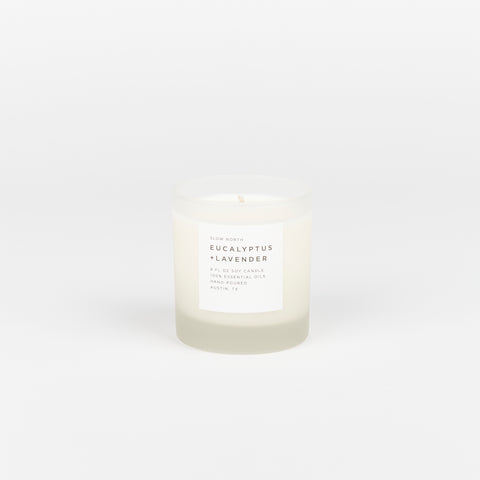 Eucalyptus and Lavender scented Slow North Frosted Glass Soy wax Candle