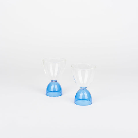 A pair of Mamo Classic glasses in clear and light blue
