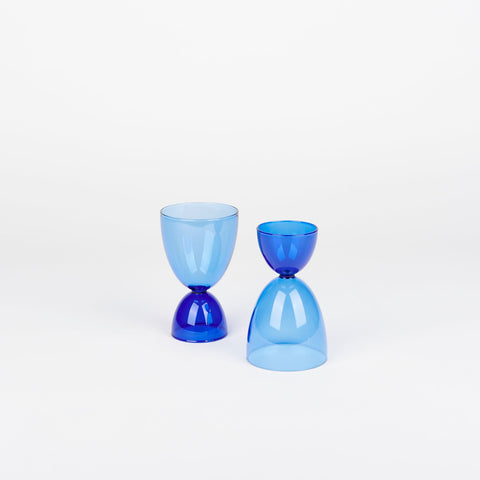 A pair of Mamo Classic glasses in light blue and dark blue