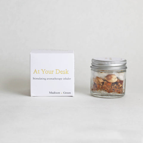 Madison + Green “At Your Desk” aromatherapy jar, part of the Clarity Kit gift set.