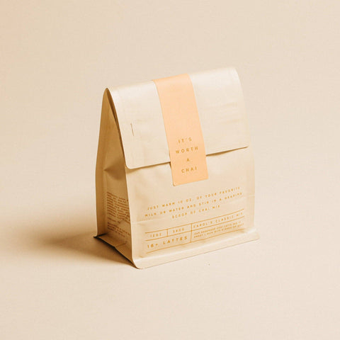 Side by Side Chai tea blend, part of the Kindled Comfort gift set shown on beige background.