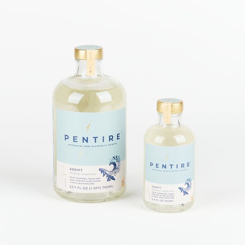 Large and small bottles of Pentire Adrift non-alcoholic aperitifs