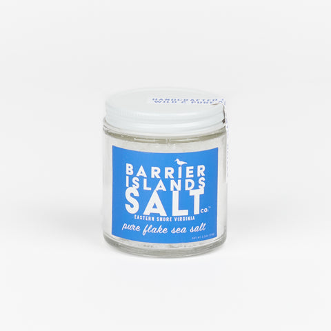 a jar of Barrier Islands pure flake sea salt