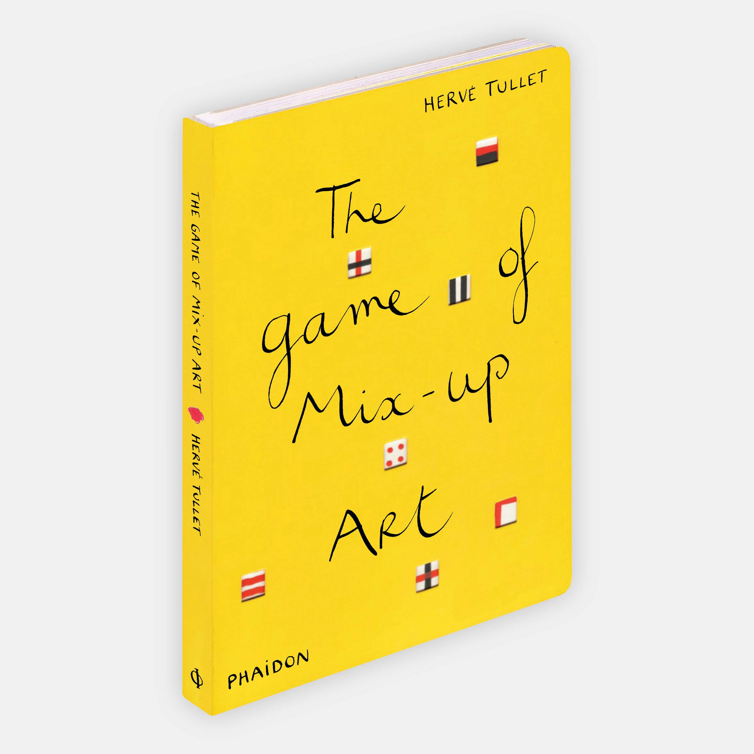 Phaidon children's book with bright yellow cover and cursive title - The Game of Mix-Up Art