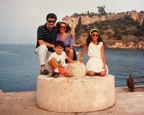 Kosterina family portrait by the sea in Greece in 1990