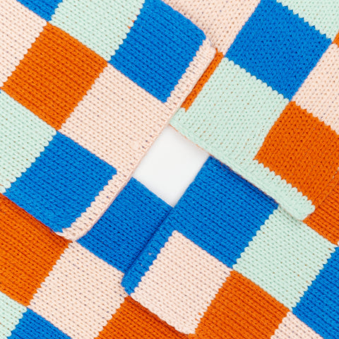 a close of view of tight knit weave square square coasters by Verloop in jade and cobalt