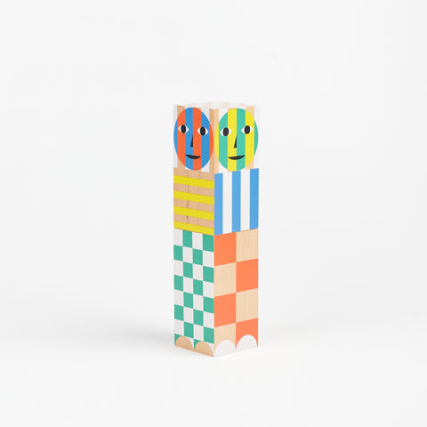 Areaware's Everybody wooden Grinder designed by Dusen Dusen in white with colorful geometric patterns