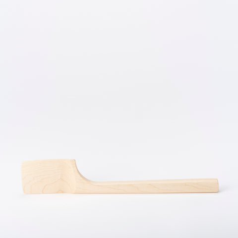 Maple, light colored handmade wooden spatula made by Bad Dogs Studio
