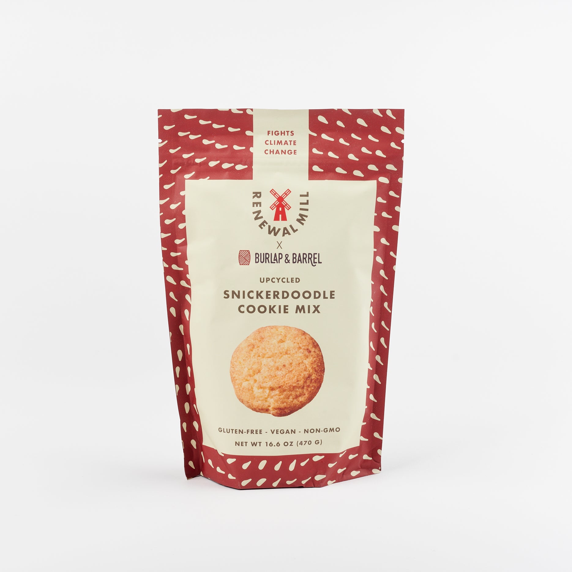 Snickerdoodle Cookie mix by Renewal Mills with a colorful red and creme package