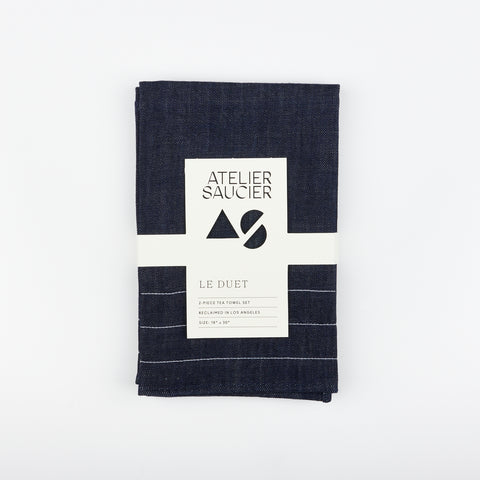 Le Duet two piece denim tea towel set by Atelier Saucier