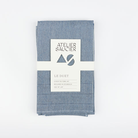 Le Duet two piece hickory stripe tea towel set by Atelier Saucier