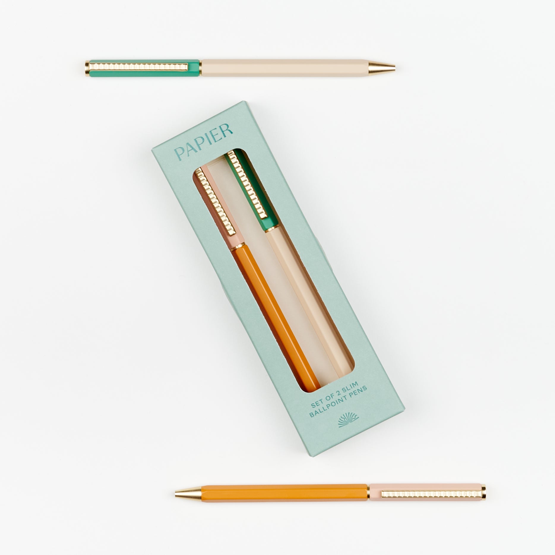 Set of Papier slim ballpoint pens with muted colors