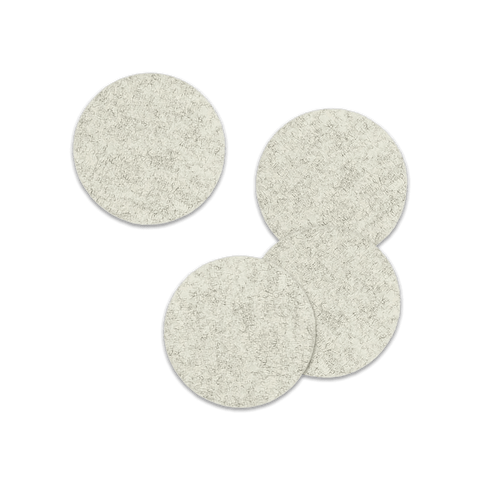 Woolly Made soft grey leather coaster set of four on white background, part of the Steep Dreams gift set.