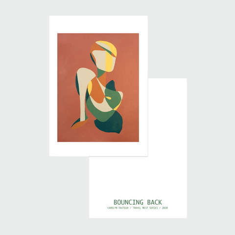 Front and back view of a Carolyn Fauteux art card from the Natural Notes gift set shown on a white background.