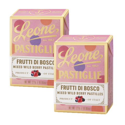Two boxes of Italian Leone Original Candy on a white background, part of the Perfect Balance gift set.