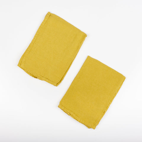 Hawkins New York mustard yellow linen napkin set